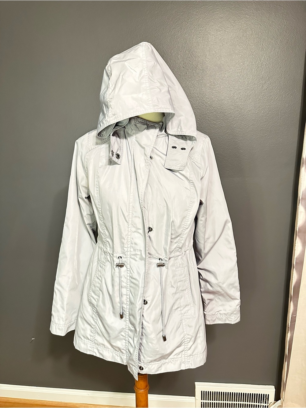 Merona Gray Hooded Utility Jacket Drawstring Waist Small